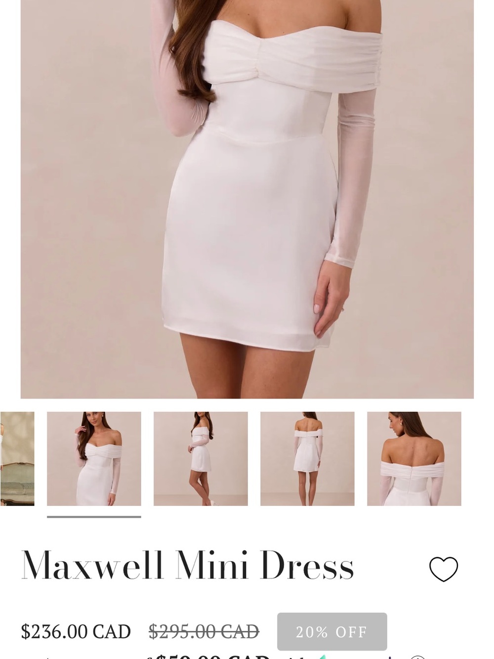 Park & Fifth White Off-Shoulder Mini Dress